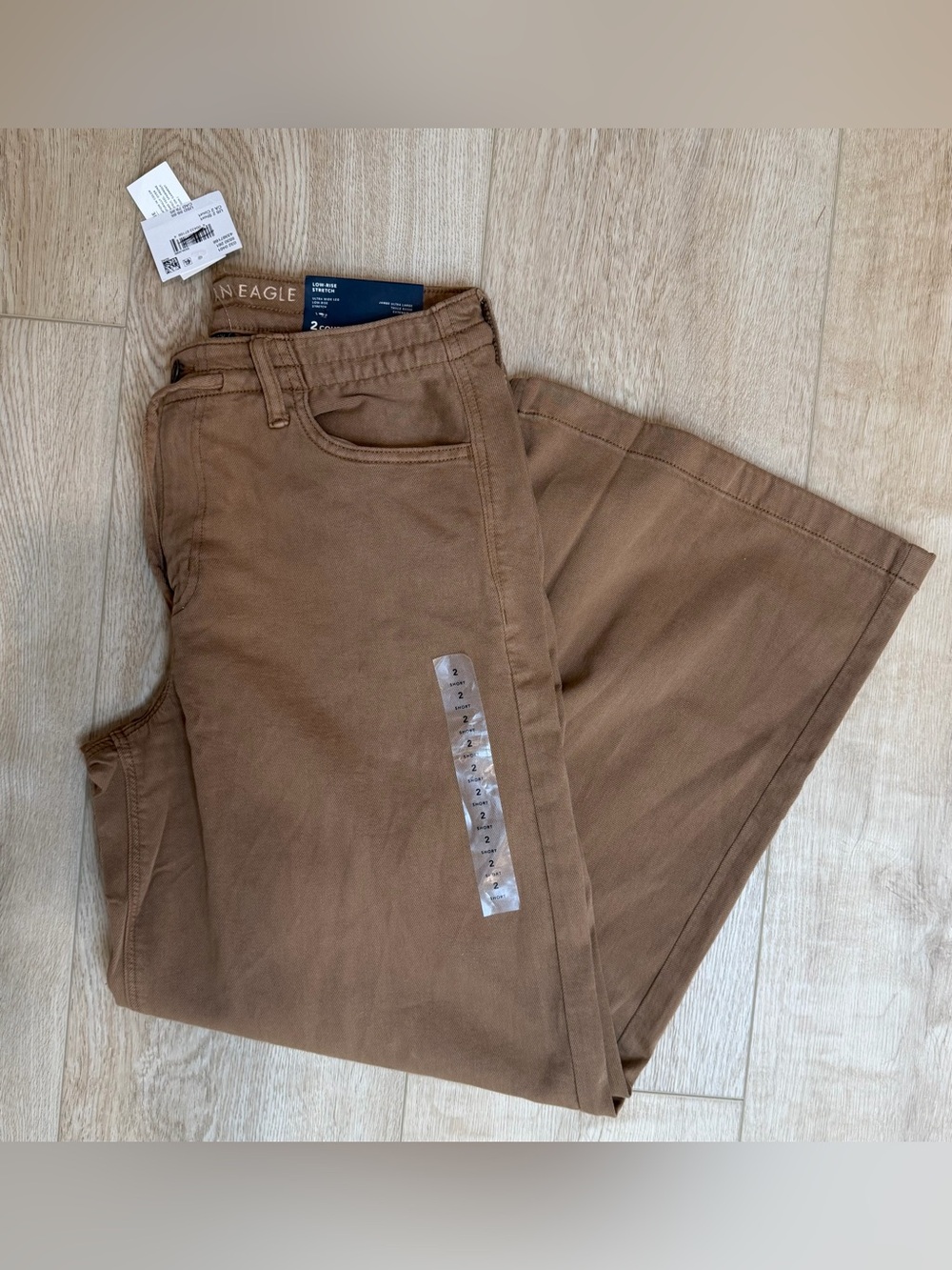 American Eagle Pants Womens 2 Brown Ultra Wide Leg Low Rise Stretch Drawstring